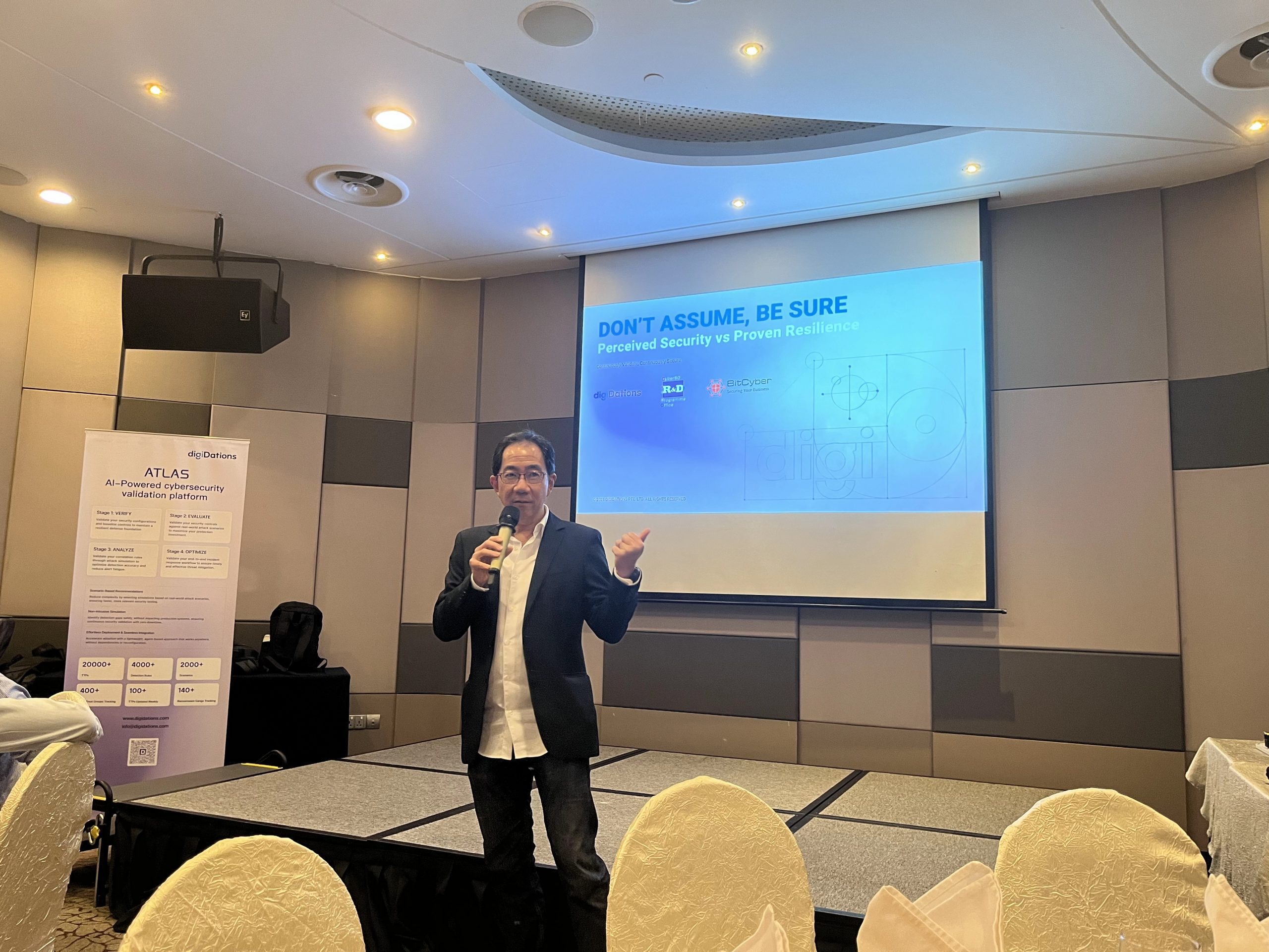 Speaker presenting the Don't Assume, Be Sure session at the CISO dinner event